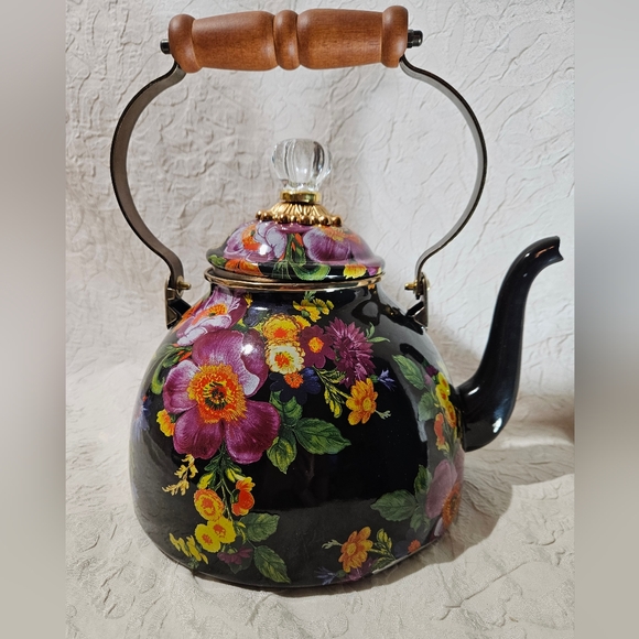 MacKenzie-Childs Other - Mackenzie Childs Black Flower Market Teapot